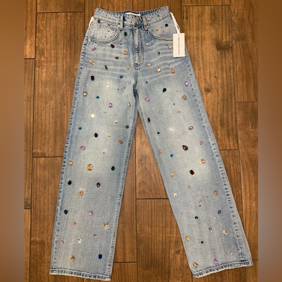 Torn by Ronny Kobo Denim - Torn by Ronny Kobo Light Blue Embellished Jeans